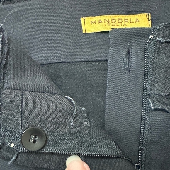 Mandorla Italian Exposed Seams Side Linen Band Wide Leg Pants, Slacks,Trousers - Picture 4 of 10